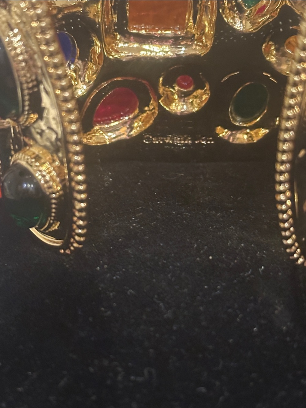 Gold Multicolor Gemstone Statement Cuff Bracelet - Picture 5 of 7